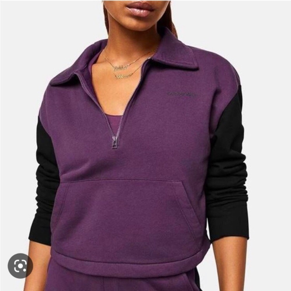 Outdoor Voices Pickup 1/4 Zip Sweatshirt XS Black Purple Colourblock